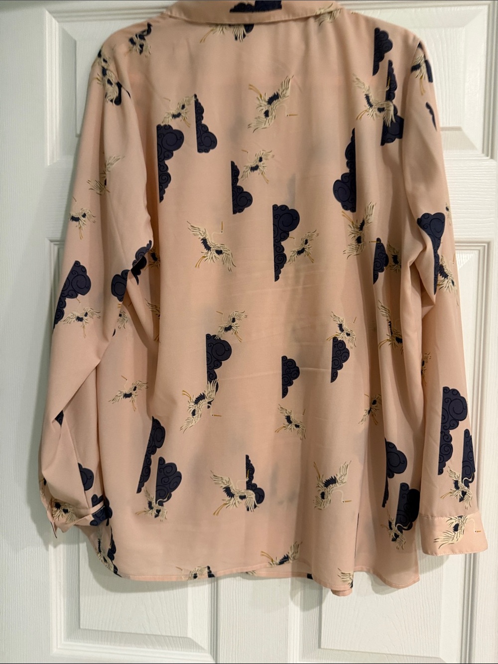 Tahari Light Pink Blouse with Navy Floral Print size XL - Picture 5 of 7